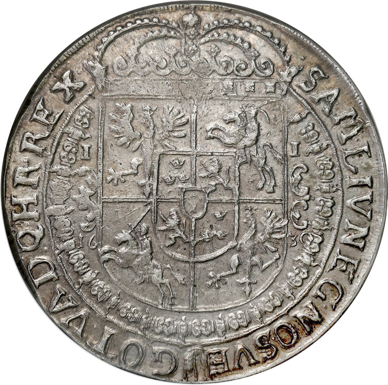 Zygmunt III Waza. Talar 1630, Bydgoszcz NGC AU55 - RZADKA ODMIANA – RZADKOŚĆ R7